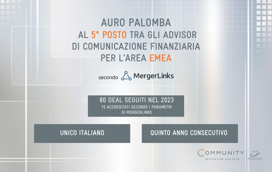 Auro Palomba nella TOP 5 europea degli advisor di comunicazione finanziaria